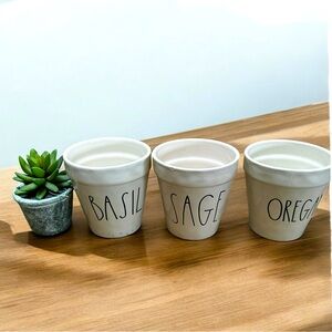 Rae Dunn Herb Planter Pots Basil Sage Oregano Trio Ceramic Set